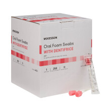 McKesson Hisopos de espuma oral con dentνfrico, limpieza bucal suave y diaria, menta, 250 unidades, 1 paquete