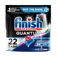 Finish Quantum Powerball, Vaatwas Pods, Vaatwasmiddel, Geavanceerde Schoonmaak & Glans, 22ct Tablets