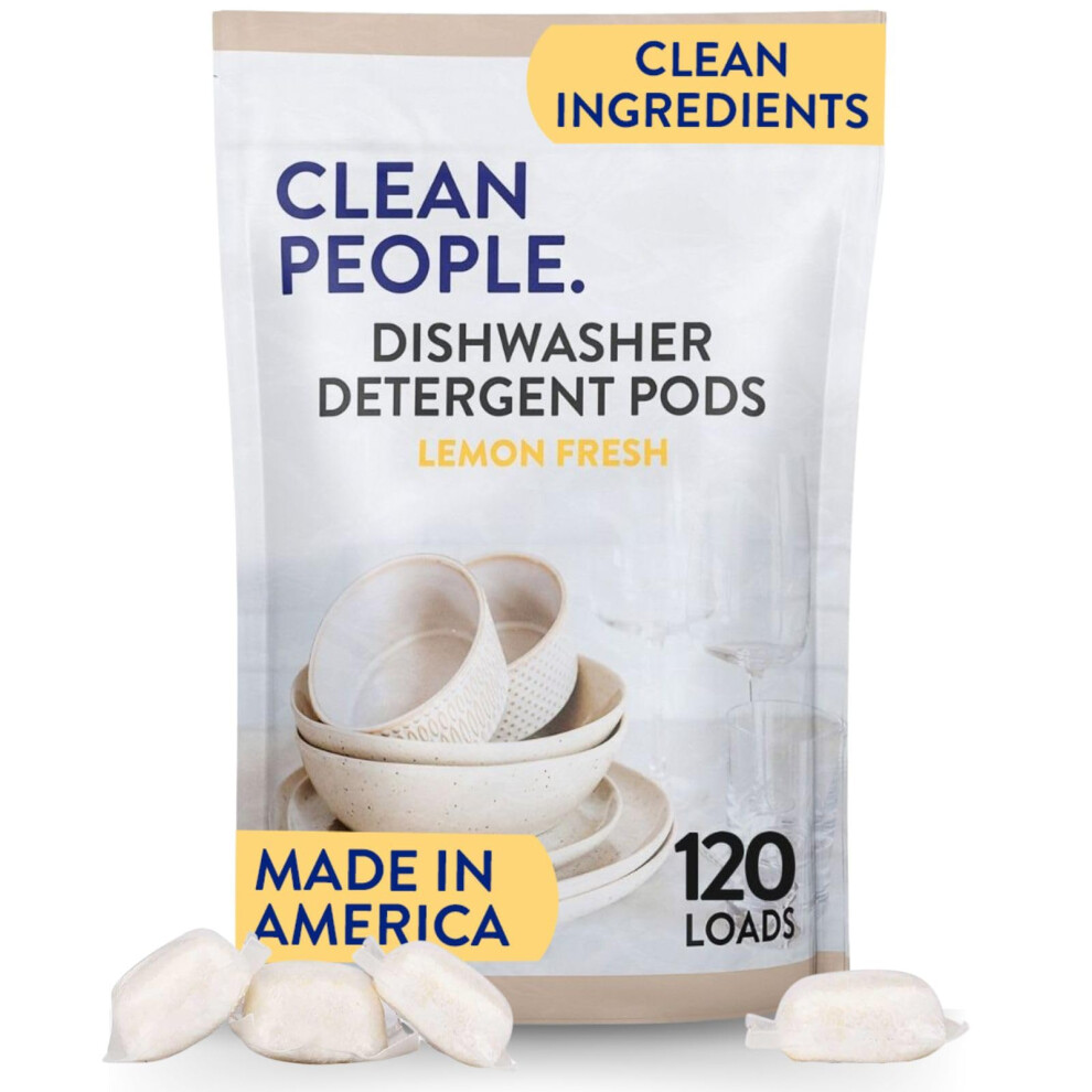 The Clean People Dishwasher Pods - Dishwasher Detergent Pods - Cuts Grease & Rinses Sparkling Clean - Residue-Free - Fragrance Free Dishwashing Pods