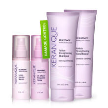 Keranique Damage Control Set fr dnner werdendes Haar Shampoo und Splung fr geschdigtes Haarfollikel Booster Serum Lift & Repair Spray mit Ke