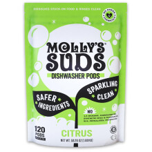 Molly's Suds vaatwasserpods | Schoon vaatwasmiddel Snijdt vet en spoelwater Schoon (zonder resten) voor sprankelend vaatwerk | 120 tabbladen met