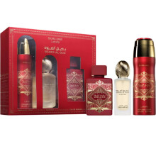 Lattafa Badee Al Oud Sublime para unisex de 3 piezas (3.4 oz Eau de Parfum Spray + 1.7 oz de cabello Mist + 6.7 oz de desodorante spray)