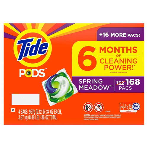 Tide Pods Liquid Laundry Detergent PACS Spring Meadow (168 ct.)