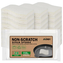 Esponja esfoliante antiaderente AIDEA-24Count Esponjas de cozinha Esponja natural para panelas antiaderentes Esponjas de celulose para pratos Pod