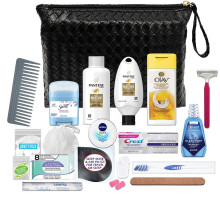 Kits de convenincia Kit feminino internacional premium de 20 peas com itens essenciais em conformidade com TSA em tamanho de viagem em bolsa co