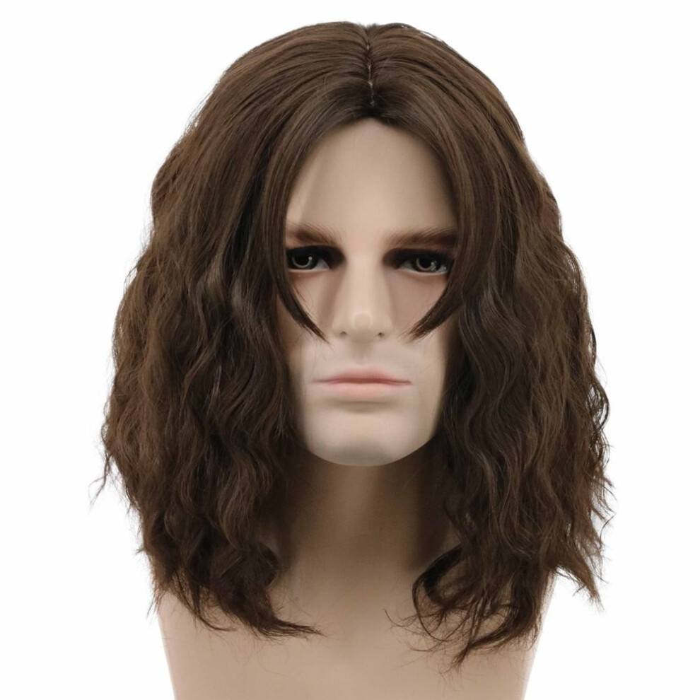 Karlery Unisex Brown Men Fluffy Short Curly Wig Halloween Cosplay Wig Anime Costume Wig (2)