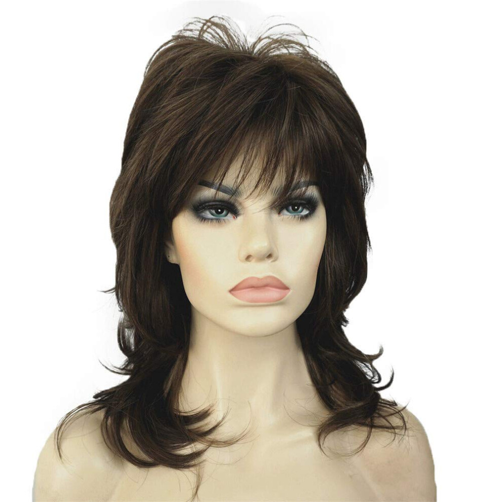Aimole Unisex Shaggy Layered Wig Shoulder Length Women's Wig With Hair Bangs Premium Synthetic Hair Wig For Women (8H14)