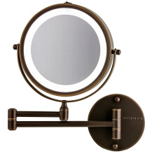 OVENTE 7"""" upplyst vggmonterad sminkspegel - 1X/ 10X frstoring Batteridriven Glow Cosmetic Light up Spinning 360-graders dubbelsidig LED-utdrag