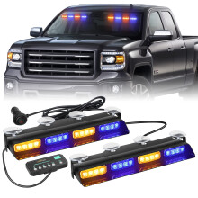XRIDONSEN Amber Blå Nödlampa Strobe Säkerhetsblixande Varningsljus Split Light Bar mDigital Display
