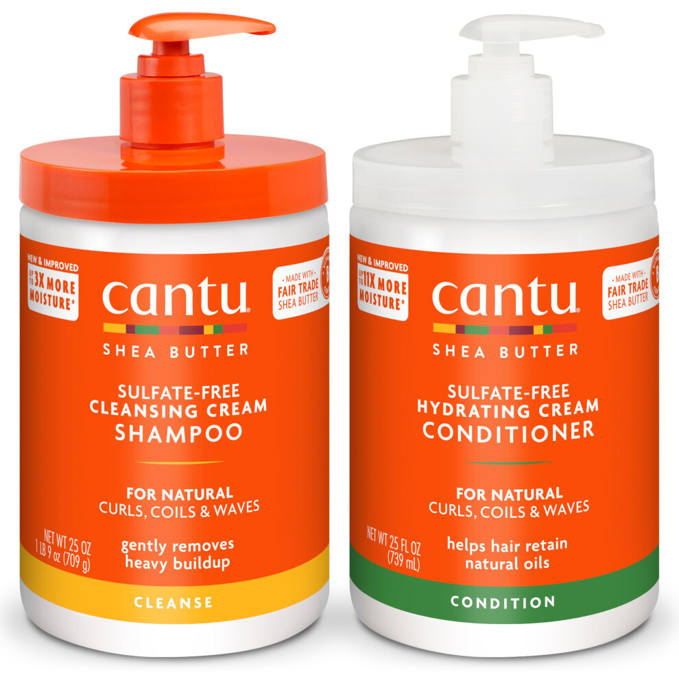 Cantu Shampoo & Conditioner with Shea Butter for Natural Hair  25 fl oz (Pack of 2)
