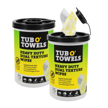 Tub O Towels TW75 Heavy-Duty 10"""" x 12"""" kokoiset usean pinnan puhdistuspyyhkeet, kaksoisrakenne 75 kpl per säiliö 2 pakkaus