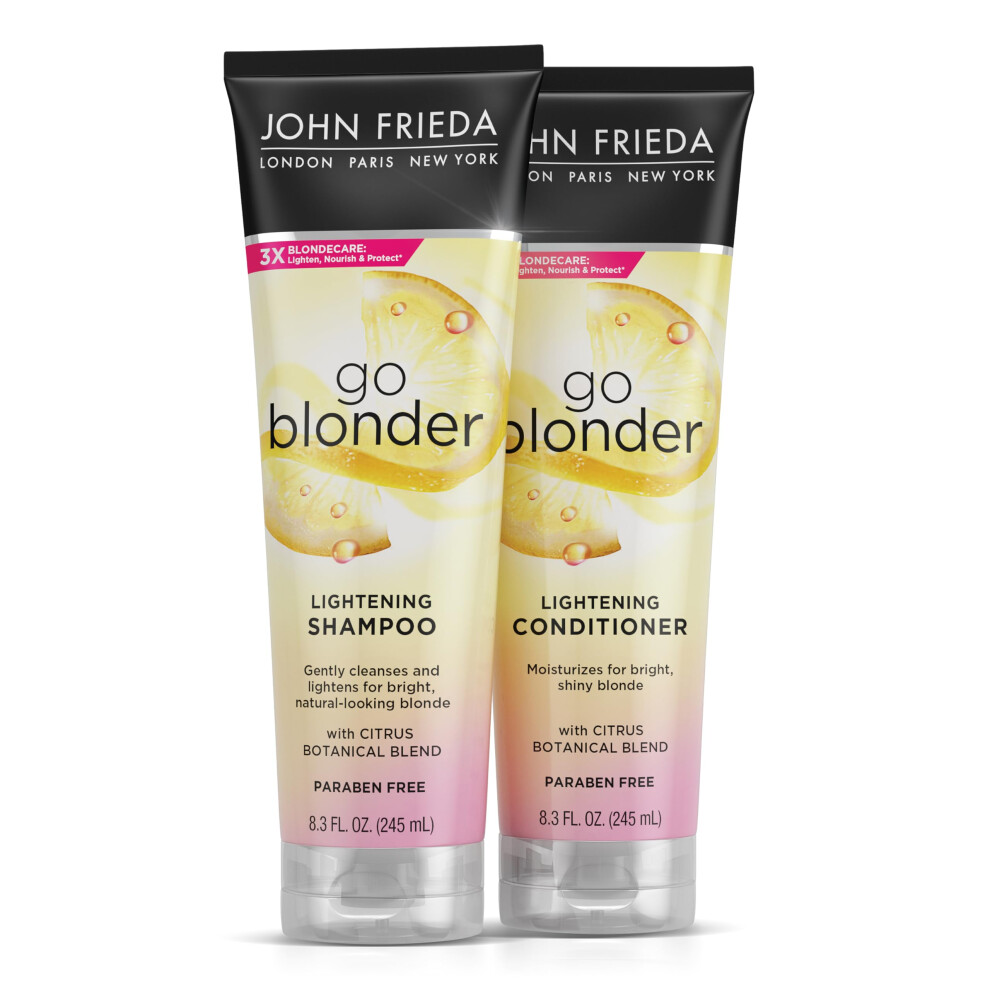 John Frieda Go Blonder Shampoo and Conditioner Set  Gradually Lightens Blonde Color Up  For Natural or Color-Treated Hair  Formulated with a Citr