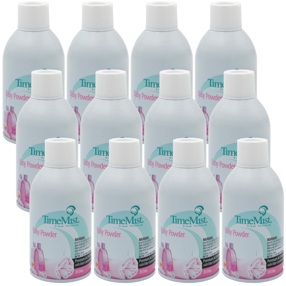 TimeMist Premium Metered Air Freshener Refills - Baby Powder - 7.1 oz (Case of 12) 1042686 - Lasts Up To 30 Days and Neutralizes Tough Unwanted O-image-OPC-PHXTVBT-NEW
