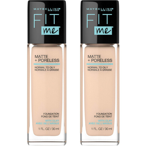Maybelline Maybelline Fit Me Matte + Poreless Flüssigfoundation, Ivory, 2er Pack Öl-frei