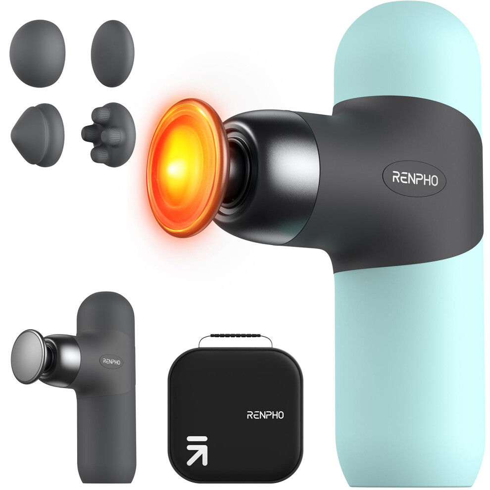 Renpho Mini Thermal Massage Gun With Heat Fsa Hsa Eligible Portable Deep Tissue Percussion Massager Color Silicone Sleeves Travel Size With Car