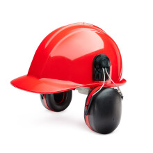 Sellstrom Orejeras de Seguridad Montadas en Gorro, 28dB NRR, Universal hasta 1.35", Negro/Rojo, S23409