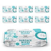 Juniper CLEAN 6 Pack Pintapuhdistuspyyhkeet Valkaisuaineeton yleispuhdistusaine kylpyhuonekeittin Toimisto 72 Count Soft Flow Tuore tuoksu nukkaama