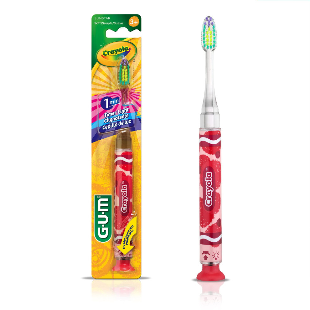 Gum - 202Rk Crayola Timer Light Toothbrush (Single Toothbrush) Soft Bristle Packaging May Vary