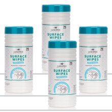 Juniper CLEAN 4 Pack Surface Cleaning Wipes Bleach Free  All-Purpose Cleaner for Bathroom  Kitchen  Office  300 Count Canister  7.5"""" x 7"""" Sheet