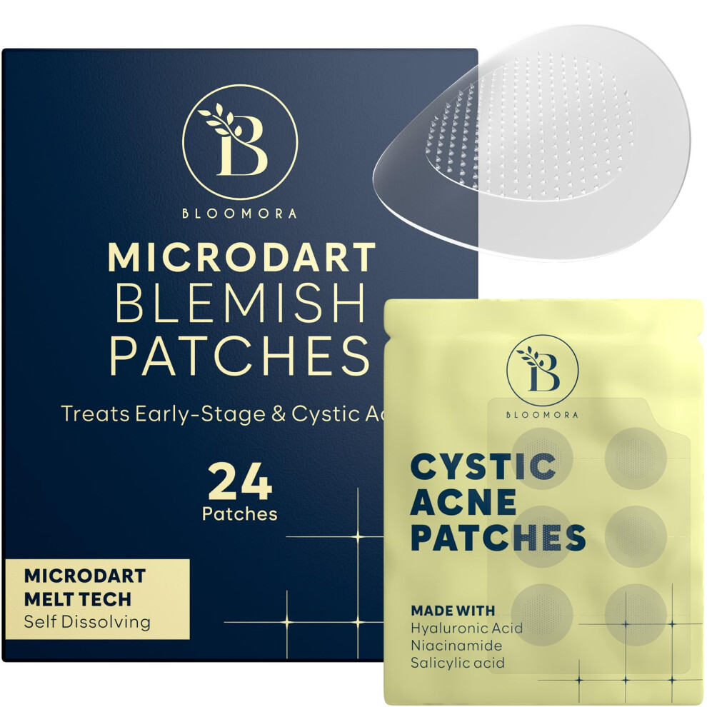 Bloomora Dark Microdart Acne Patch Cystic Acne Treatment Zit Patches For Cystic Acne Overnight Treatment Pimple Patches Microdart Technology - Sali
