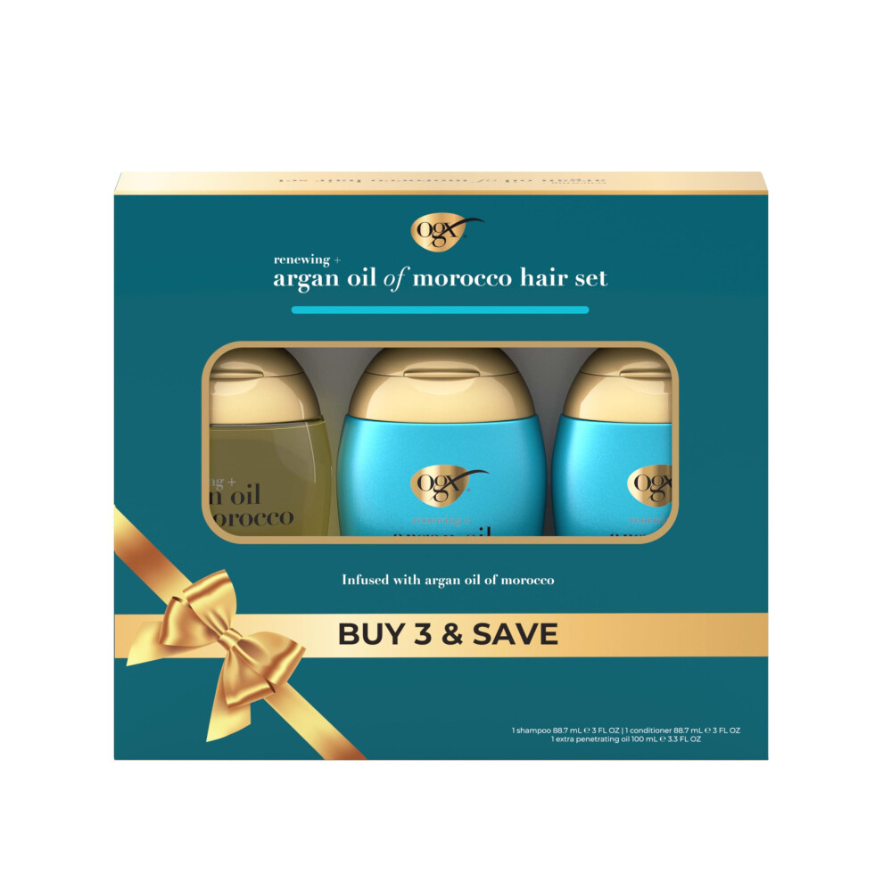 OGX Renewing + Argan Oil of Morocco Travel Size Hair Care Set  Damage Repairing Shampoo and Conditioner  2x 3 fl. oz  and OGX Extra Penetrating H