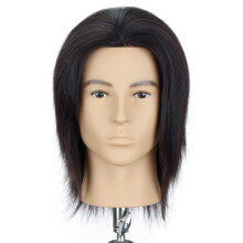 HAIRWAY Mannelijke Mannequin Hoofd met 100% Menselijk Haar 8 Inch Kapper Praktijk Cosmetologie Styling Training Oefenpop Pop Hoofd Geen tafelstandaar