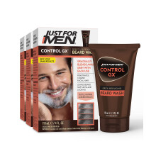 Just For Men Control GX Grey Reducing Beard Wash Shampoo, Gradually Colors Mustache and Beard, Leaves Facial Hair Softer and Fuller, 4 Fl Oz - Pack of