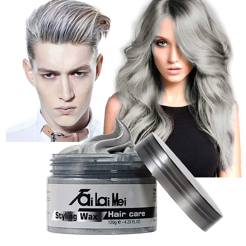 Tailaimei Silver/Gray/Cream Temporary Hair Wax 4.23Oz Instant Hairstyle Mud Hair Pomades For Party Cosplay Nightclub Masquerade Halloween.