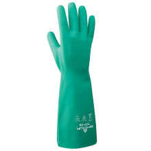 SHOWA 737 Nitril-Sicherheitshandschuh, ungefttert, chemikalienbestndig, mit Biskuit-Griff, 38,1 cm Lnge, 22 mil dick, gro (Packung mit 12 Paaren)