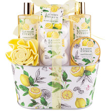 Badegeschenkset, Zitronen-Zitrus-Spa-Geschenkset für Frauen, 8 Teile