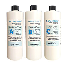 Solution d'hydrodermabrasion Solution s   rique de pelage aqua pour la microdermabrasion humide 3 bouteilles de 16 oz chaque s   rum Natuderma Hydro.