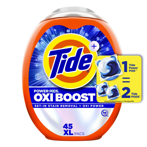 Tide Oxi Boost Power Pods Detect Pods 45 Count Stain Remover Plus Oxi Power