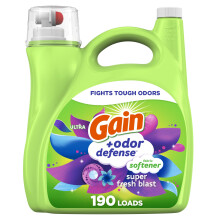 Gain + Odor Defense Liquid Fabric Softener Super Fresh Blast Scent 140 oz 190 Loads HE Compatible