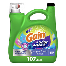 Gain + Odor Defense Vloeibaar Wasmiddel, Super Fresh Blast Geur, 107 Wasbeurten, HE Compatibel
