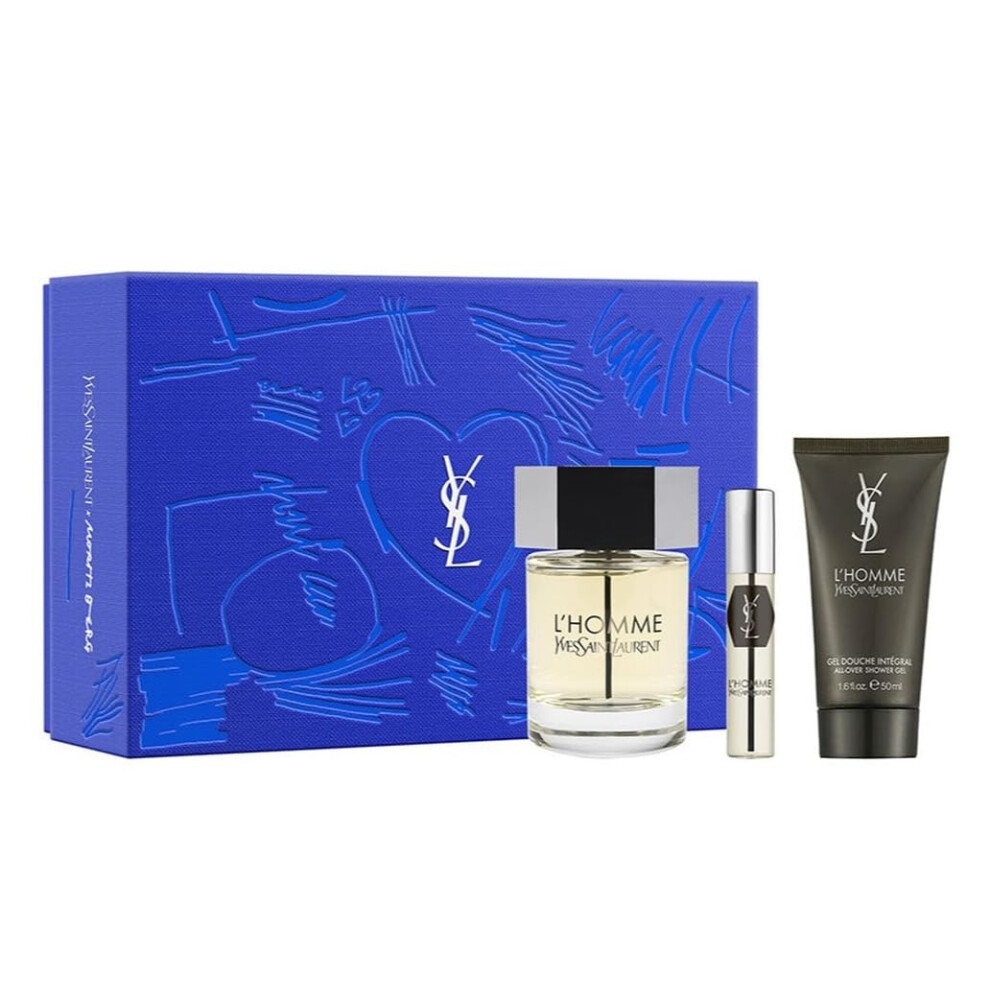 Yves Saint Laurent L'homme 3-Pcs Gift Set (Eau De Toilette Spray 3.4 Fl Oz + Shower Gel 1.7 Fl Oz + Eau De Toilette Spray 0.34 Fl Oz)