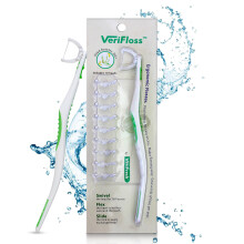 FLOSS DENTALE VERIFLOSS con 10 ricarica della testa - FLOSSER DEETH per gli adulti e lo strumento di filo interdentale - design ergonomico con blocco