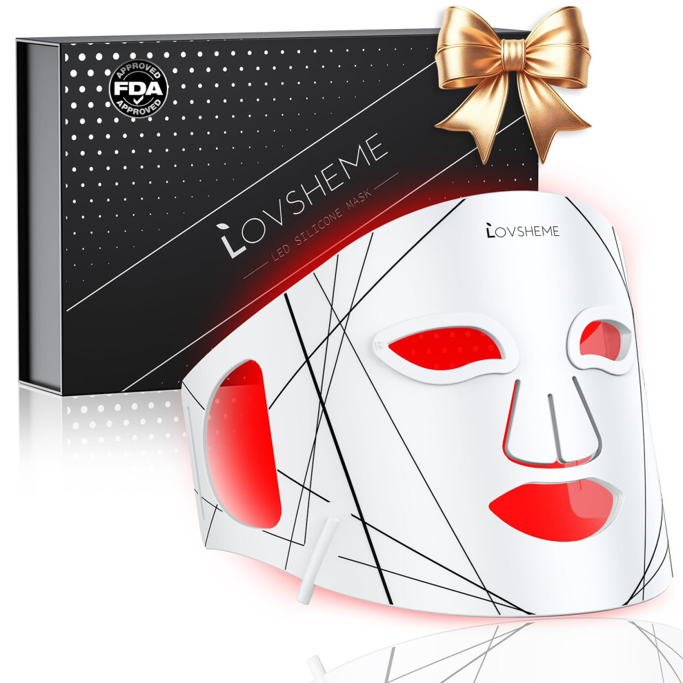 Lovsheme Red Light Therapy for Face Advanced LED Face Mask Light Therapy Red Light Therapy Mask - Red Blue & Infrared Light Therapy for Acne