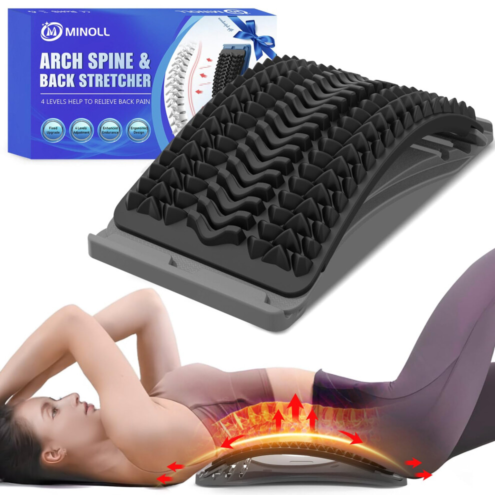 Minoll Back Stretcher For Lower Back Pain Relief 4 Level Adjustable Arch Lumbar Back Cracker Board Back Cracking Device Back Massager For Scol