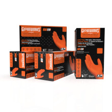 GLOVEWORKS HD Orange Nitrile Industrial Disposable Gloves  8 Mil  Latex-Free  Raised Diamond Texture  Large  4 Boxes of 100