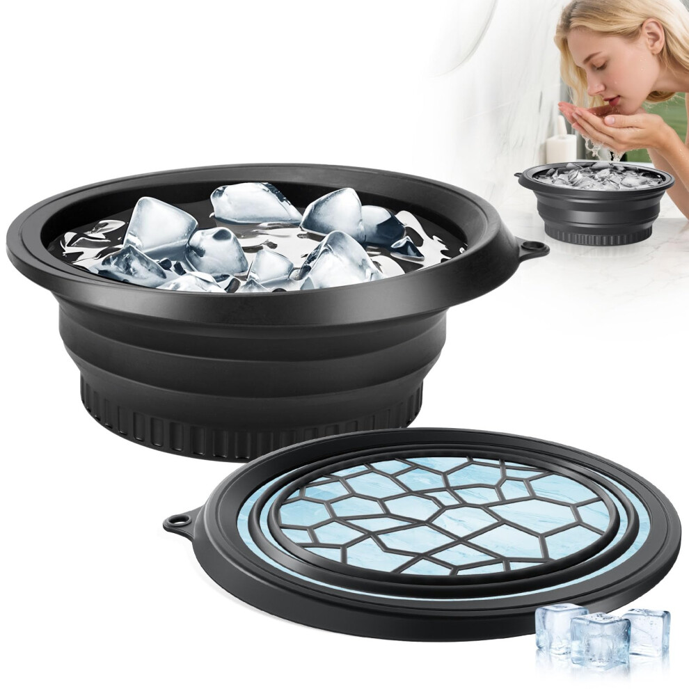 Dtuoen Face Bowl For Ice With Built-In Ice Tray - Collapsible Silicone Facial Ice Bath Bowl For Cold Plunge Therapy Skin Tightening & Acne Relief - Por