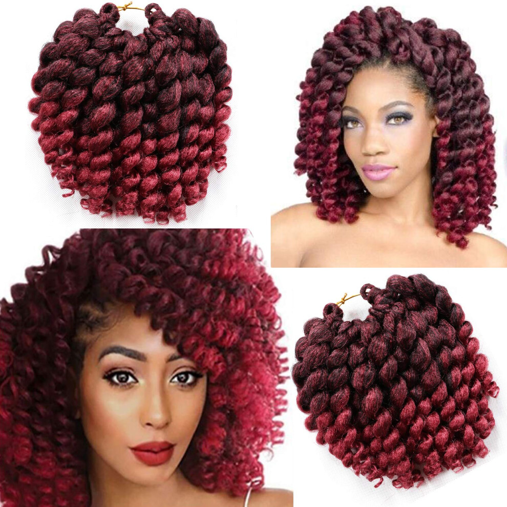 Kenkenten Unisex Black,Brown 8 Inch Jamaican Bounce Crochet Hair 4 Packs 22 Strands Jumpy Wand Curly Crochet Hair For Black Women (8 Inch 4 Packs T1b-Bug)