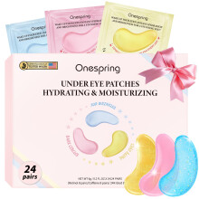 Mscaras de olhos Onespring (24 pares) - Presentes para ela - Cafena 24K, ouro e retinol sob tapa-olhos para olhos inchados, olheiras e linhas f