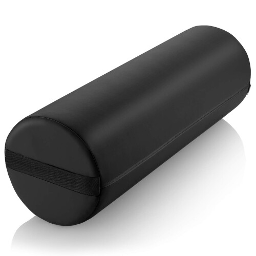 Almofada de travesseiro redonda Jumbo Saloniture para mesa de massagem - 26 x 9 polegadas - preta