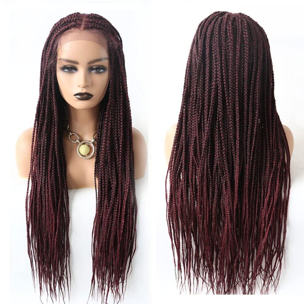 Lace Braids Wigs For Black Women Swiss Lace Front Cornrow Box Braided Wig With Baby Hair Natural Looking Synthetic Fiber Lightweight Cornrow Micr