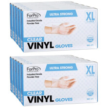 Jednorzov vinylov rukavice ForPro Pruhledn prumyslov bez pudru Bez latexu Nesteriln bezpecn pro potraviny 2,75 mil. Palm 3,9 mil. Fingers X-La