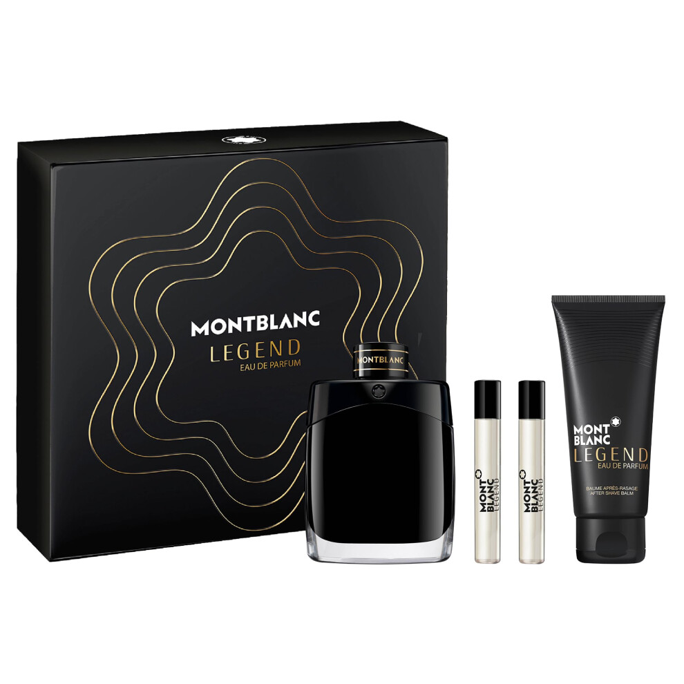 MONTBLANC Legend Eau de Parfum 4 Piece Set - 3.3 fl. oz. & (2) 0.25 fl. oz. Sprays  3.3 fl. oz. After Shave - Long Lasting Fragrance with notes o