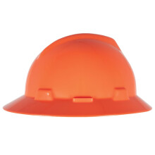 MSA 10058326 V-Gard Schutzhelm mit voller Krempe und 1-Touch-Federung | Selbsteinstellende Kronenriemen aus Polyethylenschale mit hervorragendem Aufp