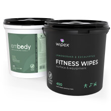 Wipex Gym Wipes for Equipment Bundle - Get (1) 400ct Lemongrass Surface Wipes & (1) 225ct Body Wipes for After Workout  Plant-Based Fitness Equip