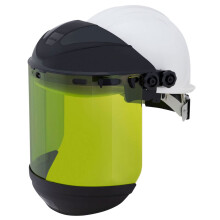 Máscara de Seguridad Sellstrom S31202 con Visera para Hombres y Mujeres, Doble Corona y Casco de 6 Puntos, Tinte Verde