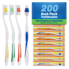 FactorDuty 200 Pack Tandborstar Standard Klassisk Medium Soft Tandborste Bulk Individuellt Förpackade